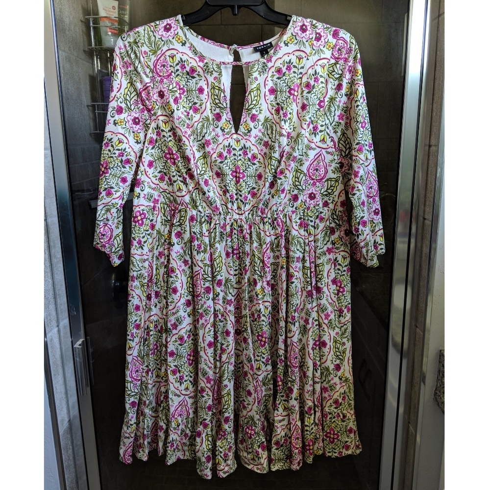 Torrid Ivory Floral Challis Skater Dress - Picture 5 of 8